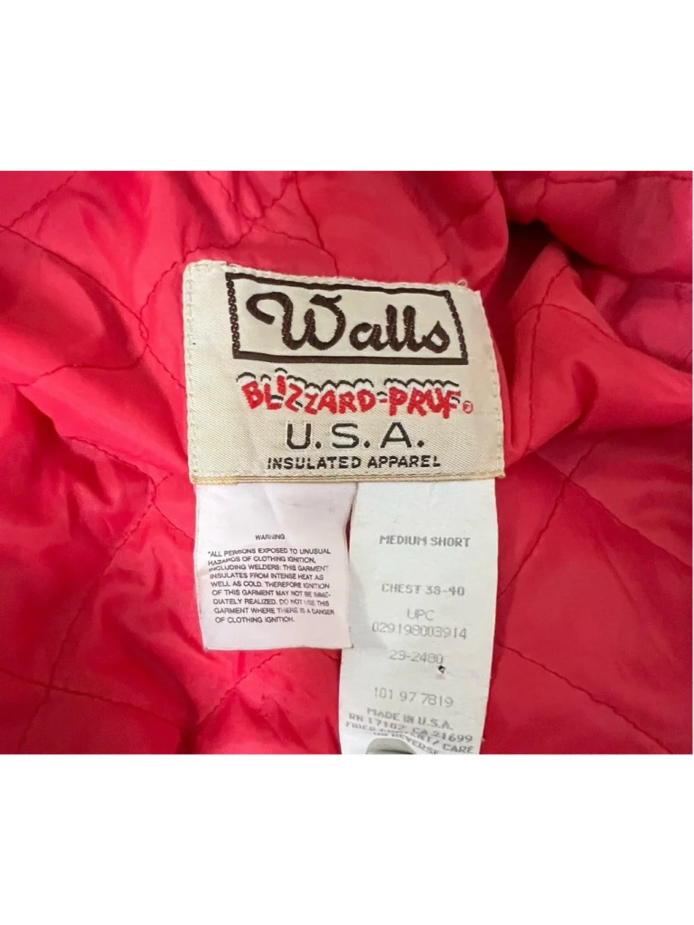 Walls Blizzard Pruf Coverall Insulated Duck Men’s M Short Made In USA Vintage